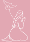 Illustration trait fin d'une silhouette féminine et d'une colombe, symbole de l'esprit Saint, identité visuelle sophrologue et pèlerinages, Var